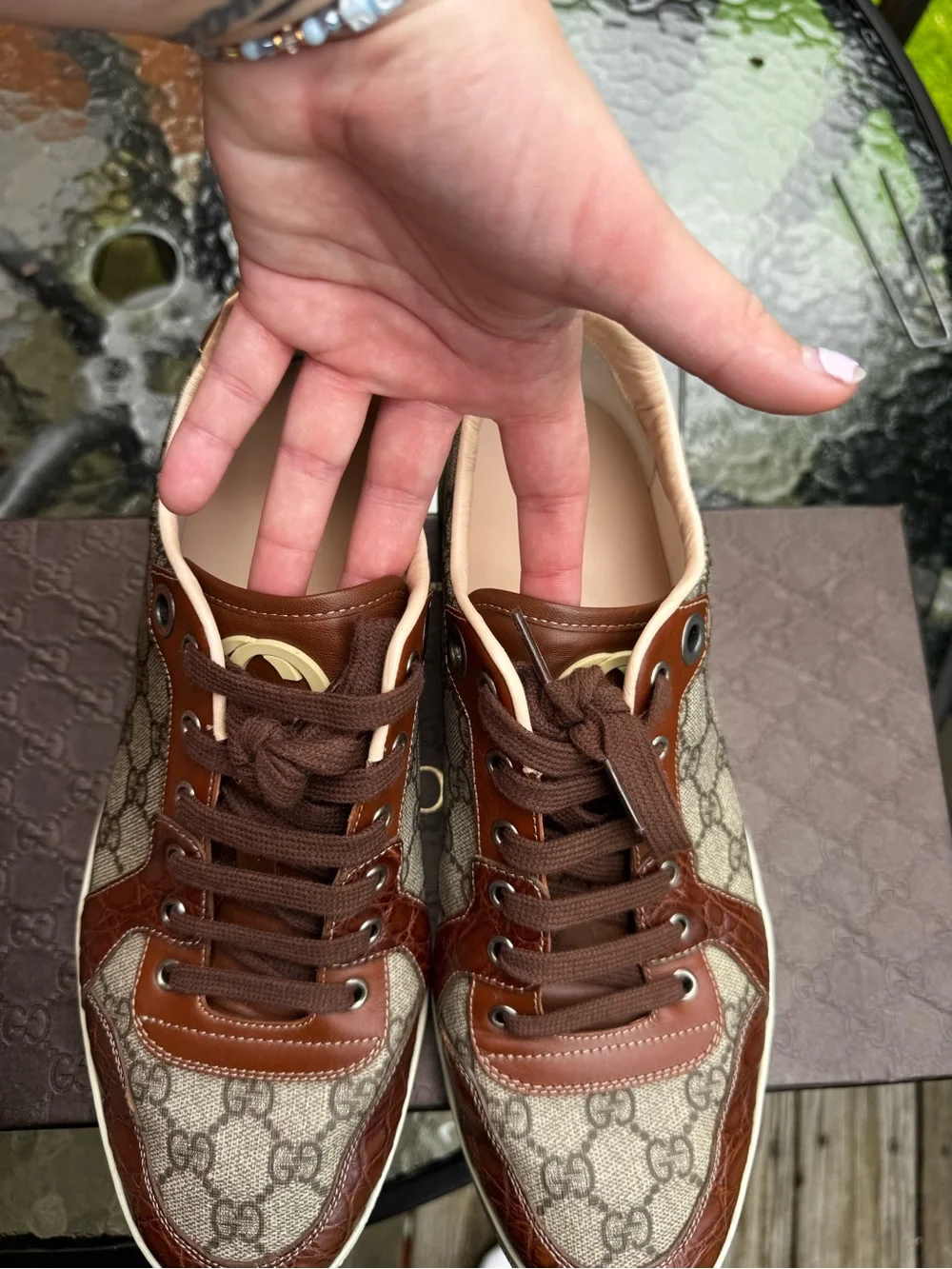 Gucci Brown GG Canvas & Dark Brown Leather Men’s Sneakers